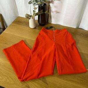 NWT Fashion Nova High Waisted Wide Leg Pants - bold orange